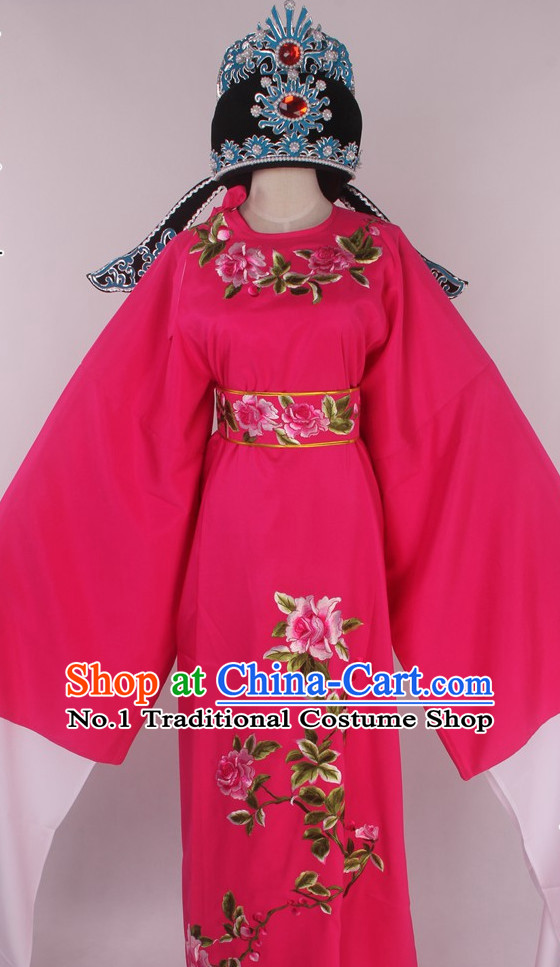 Chinese Traditional Oriental Clothing Theatrical Costumes Opera Young Scholar Young Men Costume and Hat Full Set for Men