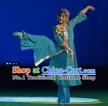 Stage Performance Chinese Opera Dance Costumes and Hair Accessories Complete Set for Women