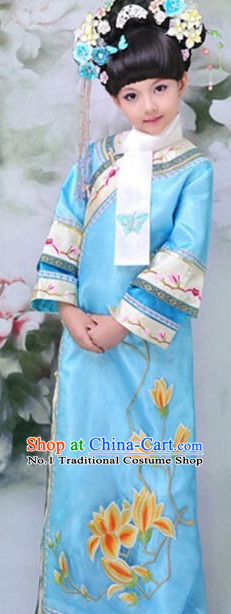 Traditional Chinese Qing Dynasty Princess Costumes Complete Set for Kids