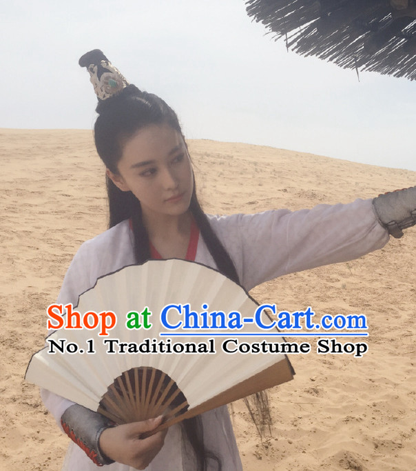 Ancient Chinese Black Long Swordswoman Wigs