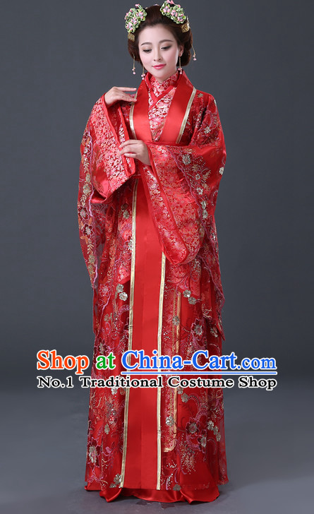 Chinese Hanfu Asian Fashion Wedding Plus Size Dresses Traditional Clothing Asian Empress Hanfu Clothing and Hair Decorations for Women