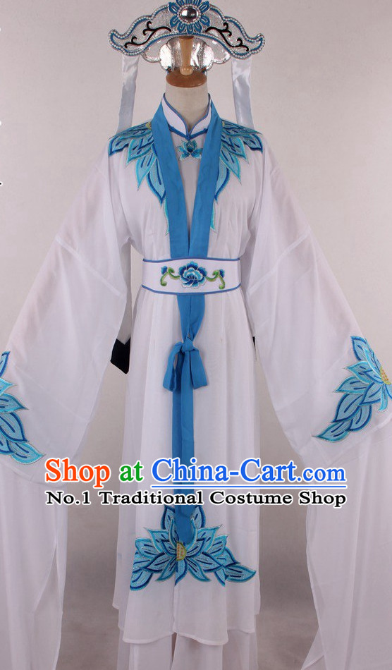 Chinese Traditional Oriental Clothing Theatrical Costumes Opera Female Nun Costumes and Hat Complete Set
