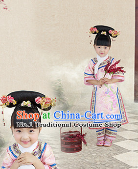 Traditional Chinese Qing Princess Clothes for Kids Girls