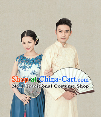 Traditional Chinese Photo Costume Long Mandarin Robe for Men