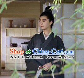 Traditional Chinese Ancient Black Taoist Costumes Complete Set