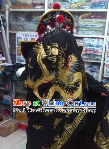 Ancient Chinese Black Dragon Embroidered Suit Complete Set for Men