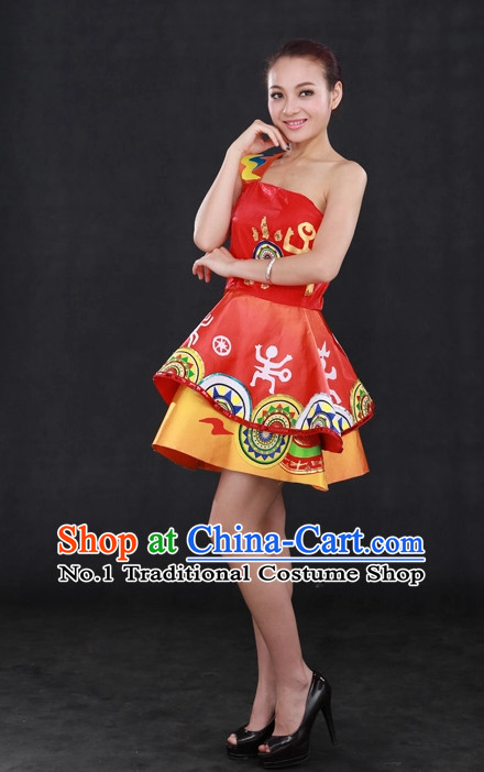 Traditional Chinese People Folk Dresses Complete Set for Women