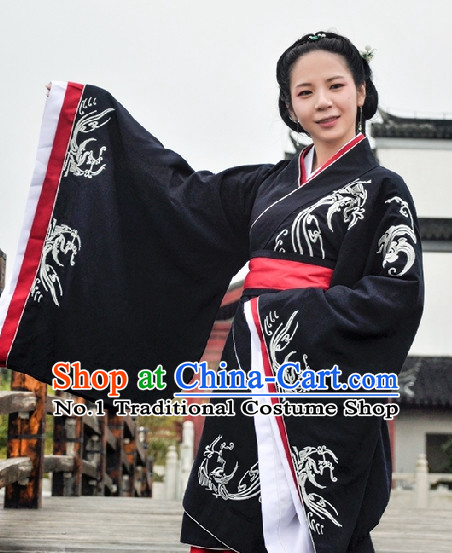 Chinese Black Hanfu Clothing Complete Set for Women
