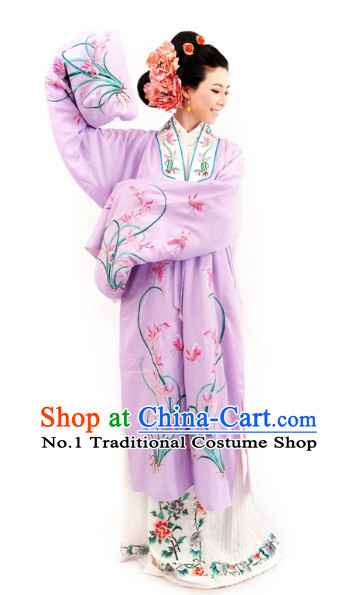 Chinese Opera Long Robe and Hair Accessories Complete Set