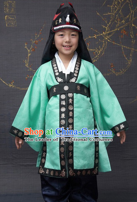 Ancient Korean Palace Prince Clothing and Hat Complete Set for Kids
