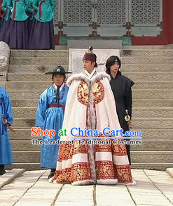 Ancient Korean Classic Emperor Winter Coat Dragon Mantle Cape for Men