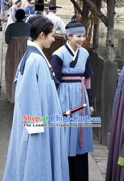 Ancient Korean Female Superhero Costume and Headwear Complete Set