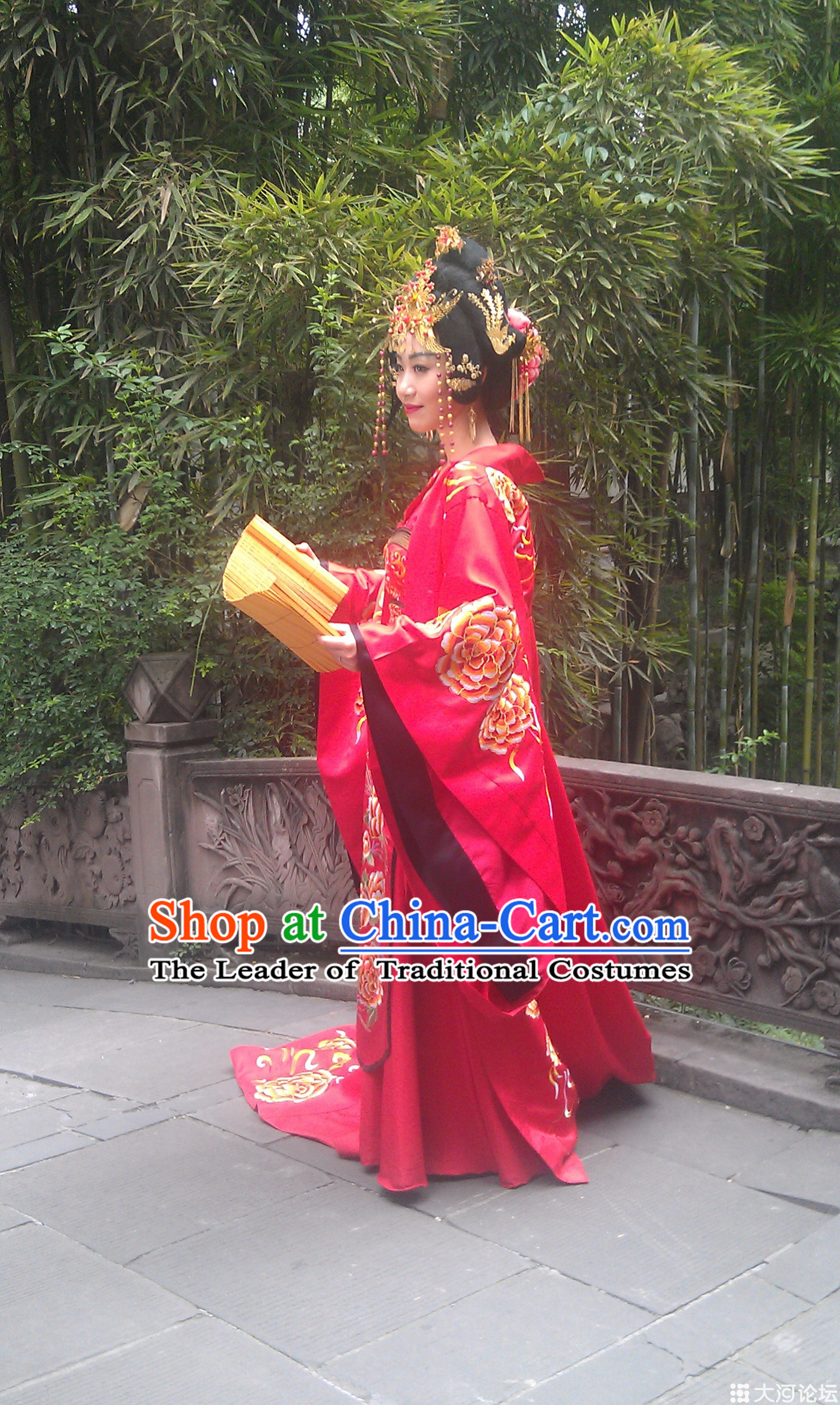 Ancient Red Bridal Dresses and Phoenix Accessories Complete Set for Women