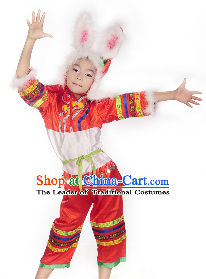 Chinese New Year Rabbits Dance Costumes Complete Set for Kids