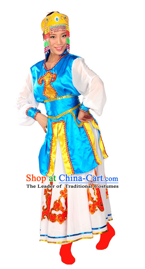 China Folk Mongolian Dance Wear and Headpieces for Girl