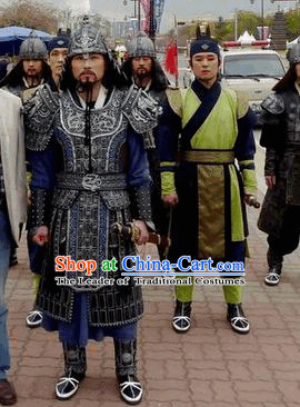 Korean Ancient General Armor Costumes and Hat Complete Set for Men