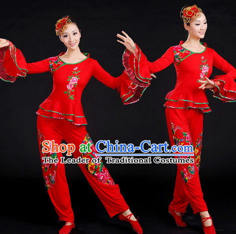 Chinese New Yer Gala Dance Costume and Headwear Compelte Set