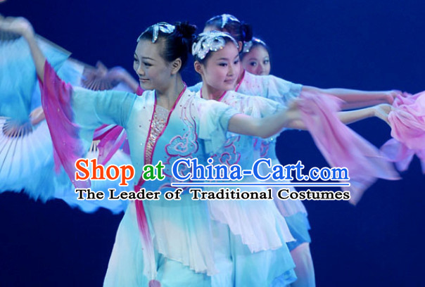 Chinese Classical Fan Dance Costume Uniforms for Women
