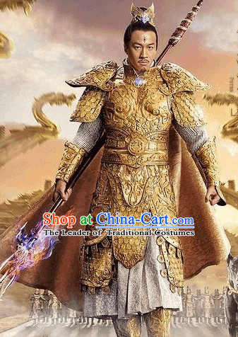Chinese Er Lang Shen Fairytale Gneral Armor Costumes and Crown Complete Set
