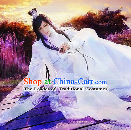Chinese Prince Cosplay Halloween Costumes and Hair Jewelry Complete Set for Men or Women