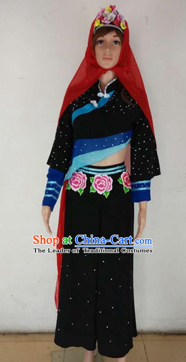 Chinese Quality Folk Dance Costumes and Headdress Complete Set for Kids