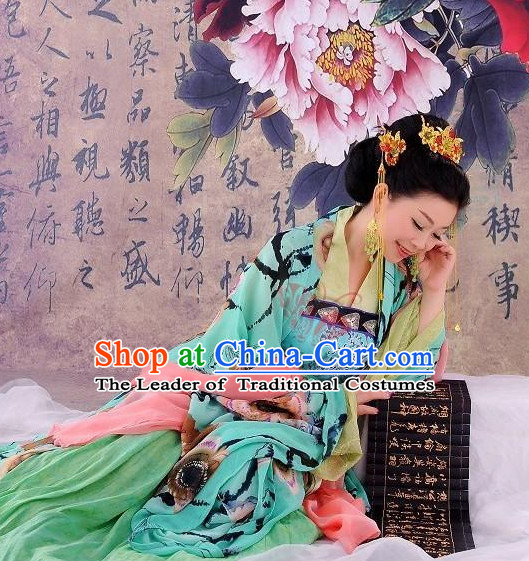 Chinese Queen Halloween Costumes Hanfu Clothing Ancient Costume and Hair Jewelry online Shopping Complete Set