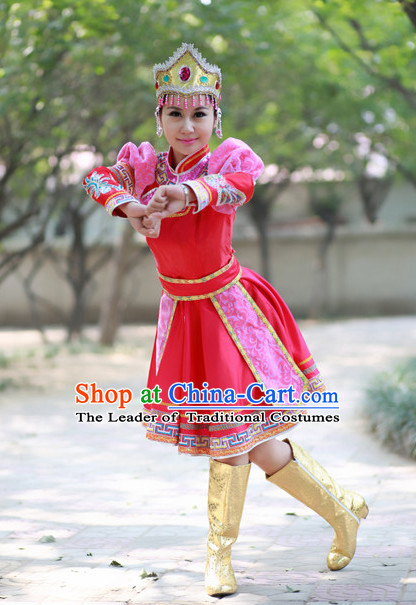 China Mongolian Dancer Costume and Hat for Women