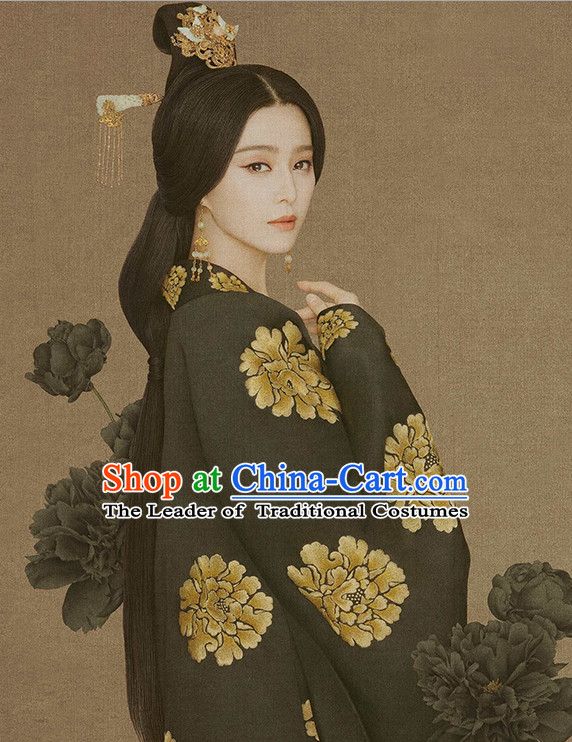 Tang Dynasty Yang Yuhuan Palace Empress Costume and Hair Accessories Complete Set