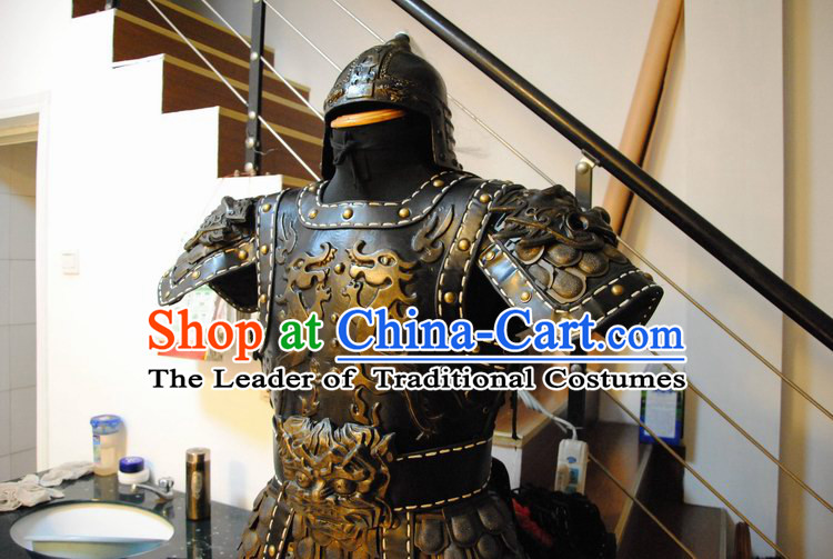 Ancient China Superhero Armor Costumes and Helmet Complete Set for Men