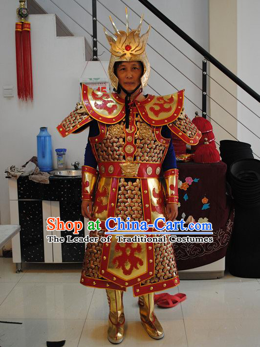 Ancient Asian Superhero Monkey King Armor Costume and Helmet