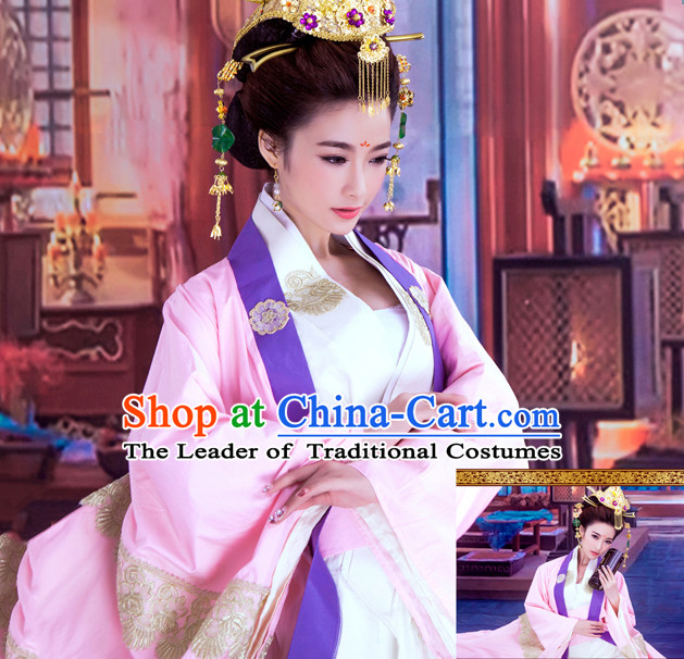 China Asian Fashion Princess Hanfu Dresses and Hair Jewelry Complete Set