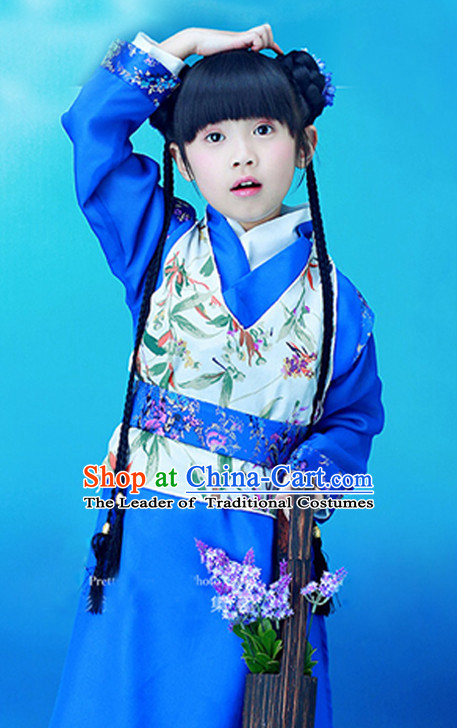 Chinese Classic  Han Dynasty Costume and Hair Jewelry Complete Set for Kids