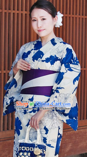 Traditional Authentic Japanese Kimono Kimonos Dress Fashion Furisode Yukata Clothing Robe online Complete Set for Women