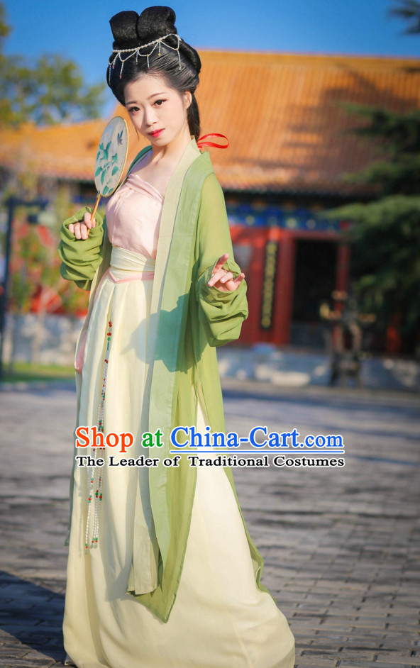 Top Chinese Song Dynasty Lady Costumes and Hair Jewelry Complete Set for Women