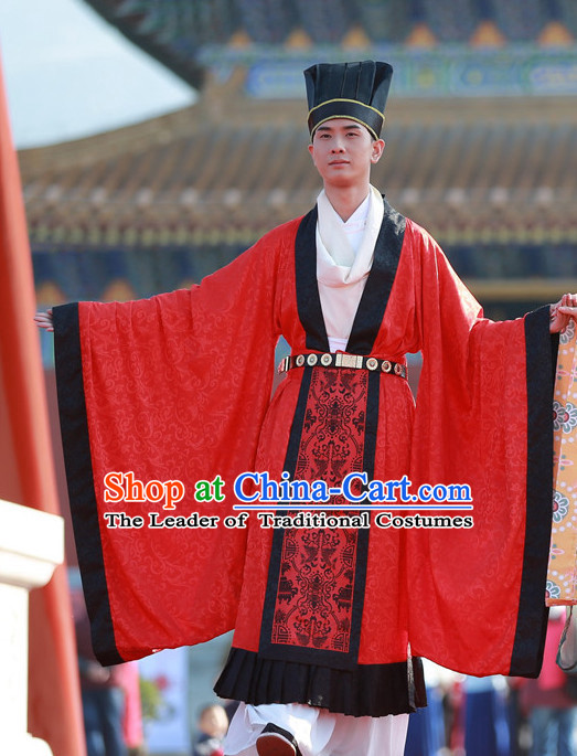 Top Chinese Tang Dynasty Bridegroom Wedding Dress and Hat Complete Set for Men