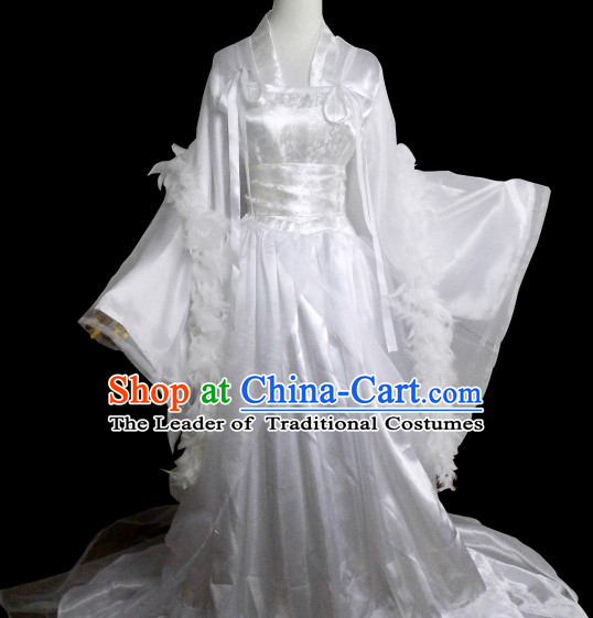 Traditional Chinese Classical Pure White Bridal Dress for Women