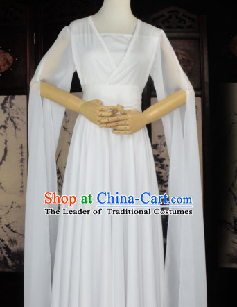 Traditional Chinese Classical Pure White Bridal Wedding Dress for Women