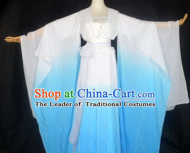Blue to White Traditional Chinese Classical Dancing Costumes for Women