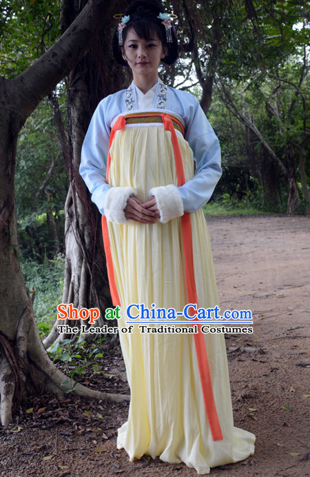 Ancient Chinese Tang Dynasty Clothing and Hair Accessories Complete Set for Women