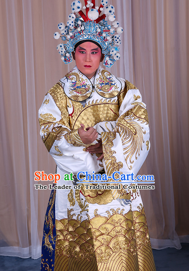 Embroidered Chinese Classic Peking Opera Long Mang Dragon Robe Costume Beijing Opera Costumes Complete Set for Adults Kids Men Boys