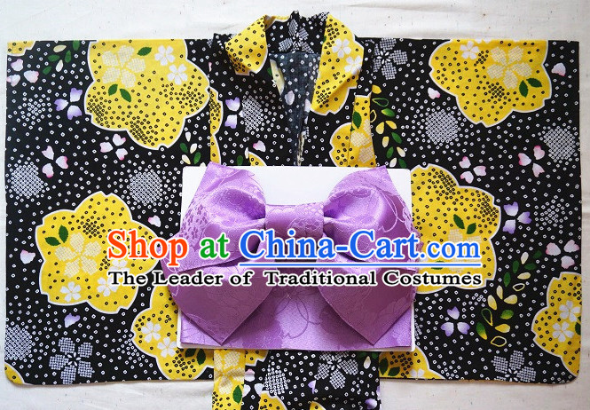 Traditional Japanese Kimono Fashion Furisode Yukata Clothing Stain Robe Dress online Complete Set for Women