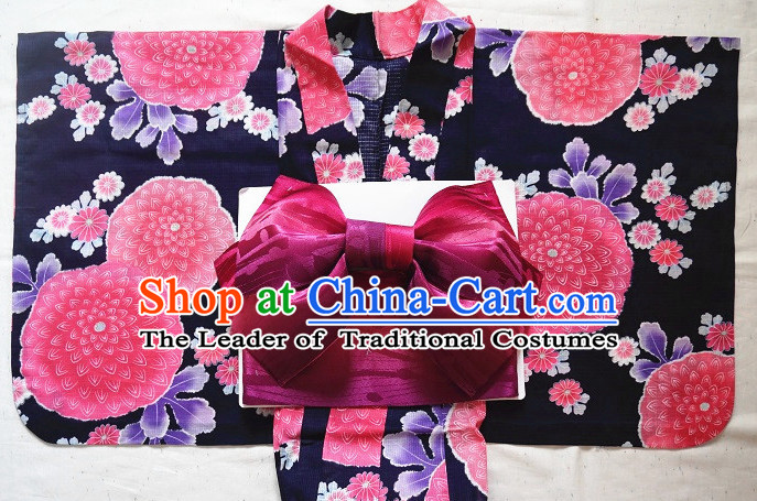 Traditional Authentic Japanese Kimono Kimonos Dress Fashion Furisode Yukata Clothing Robe online Complete Set for Women