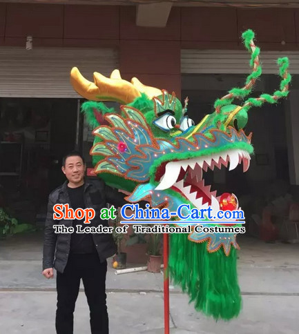 Green Chinese Spring Festival Big Display or Play Handmade Dragon Head
