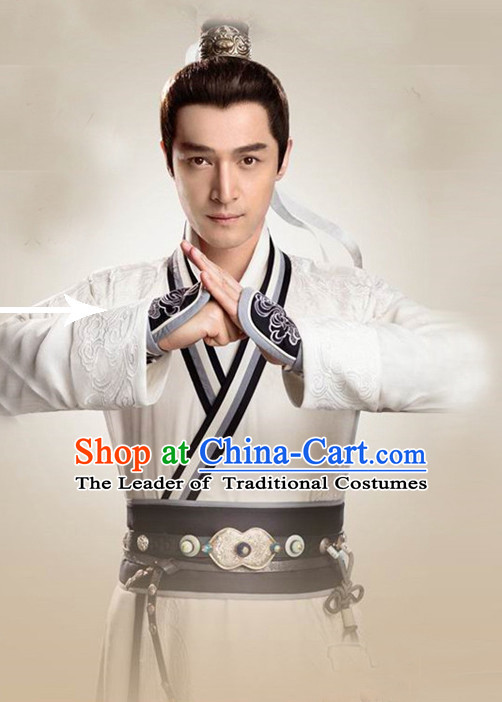 Ancient Chinese Hero Costumes Swordsman Hanfu Clothing Complete Set for Men and Teenagers