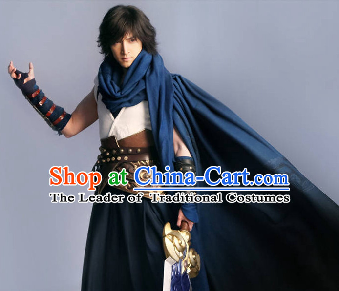 Ancient Chinese Hero Armor Costumes Swordsman Hanfu Clothes Complete Set for Men and Teenagers
