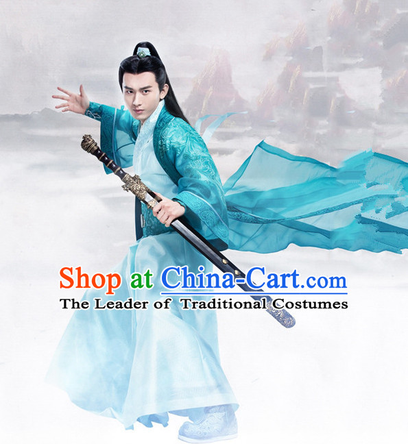 Ancient Chinese Hero Armor Costumes Swordsman Hanfu Dresses Complete Set for Men and Teenagers
