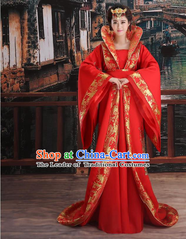 Ancient Chinese Palace Empress Costumes Complete Set Tang Dynasty Ancient Palace Queen Wedding Dress Suits For Women