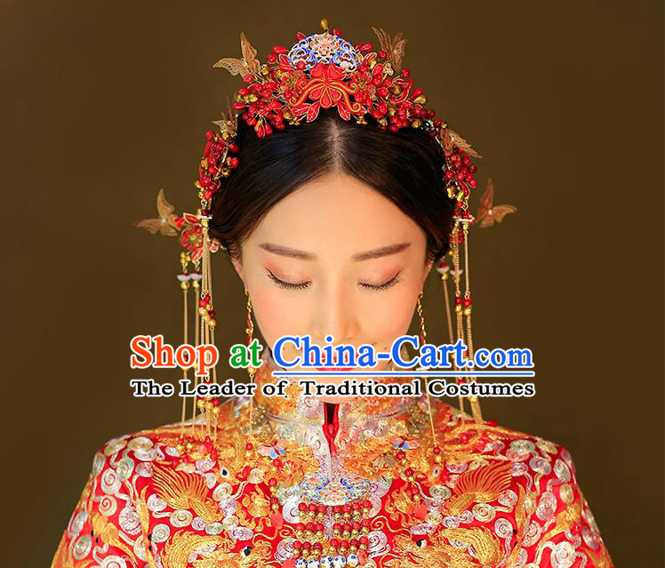 Chinese Ancient Style Hair Jewelry Accessories, Hairpins, Princess Hanfu Xiuhe Suit Wedding, Bride Hair Accessories Set for Women