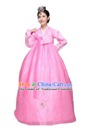 Korean Traditional Costumes Bride Dress Wedding Clothes Korean Full Dress Formal Attire Ceremonial Dress Court Stage Dancing Pink