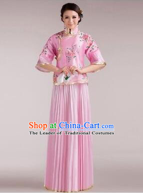 Min Guo Girl Dress Chinese Traditional Costume Stage Show Ceremonial Dress Pink